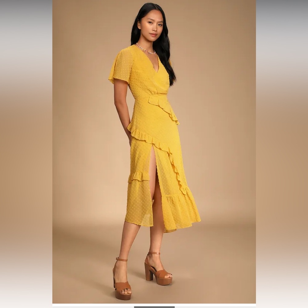 Lulu's Yellow Ruffle Midi Dress - Picture 2 of 10